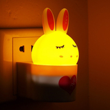 创意兔子节能小夜灯插电led光控感应宝宝婴儿喂奶起夜卧室床头灯