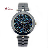 玛丽莎正品陶瓷表气质潮流水晶石英女表蓝色陶瓷钻表时尚装饰手表
