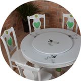 高档餐桌 天然大理石白色圆形桌子 小户型欧式实木餐厅酒店餐台椅
