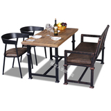 复古铁艺实木餐桌餐桌椅组合松木书桌会议桌办公桌简易实体店桌子