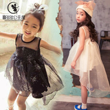 韩国童装礼服儿童连衣裙女童背心吊带裙夏装网纱公主蓬蓬裙拖尾裙