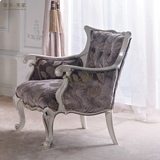 意大利新古典单人休闲沙发椅实木雕花欧式简约老虎椅可定制VIP177