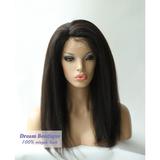 半蕾丝假发Wigs 1B# Kinky Straight Human Hair Lace  Front Wig