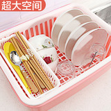 柜碗筷收纳盒带盖特大号塑料碗柜箱防尘装放盘子沥水透明餐具收碗