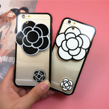 山茶花化妆镜子iphone6s手机壳挂绳硅胶软苹果6plus保护套5s女款