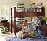 美式实木高低床 上下床 高架床定做简约1米2男孩子母床欧式家具