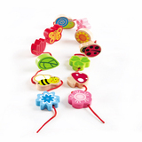 德国Hape 花园串珠穿绳玩具 1-3岁儿童益智早教 2岁宝宝穿珠子