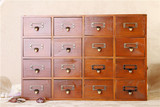 zakka杂货十六抽屉实木复古做旧手工收纳柜中药柜杂物16抽屉盒