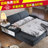 榻榻米床布艺床双人床 1.8 1.5米软床 高箱储物床 可拆洗布床特价