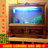 生态欧式鱼缸水族箱玻璃底过滤大型中型屏风隔断1.2 1.5米带鞋柜
