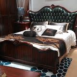 欧式床双人床 美式奢华真皮床 1.8米雕花皮艺现代简约床 结婚床