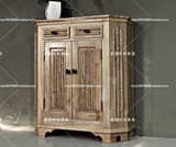美式乡村家具 法式古典双开门鞋柜 欧式复古仿旧实木玄关柜储物柜