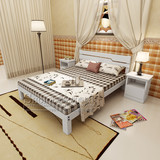 实木床白色 松木双人床 单人床青少年床 成人床1.2米1.5米1.8简约