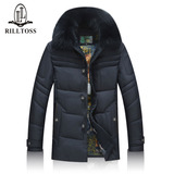 冬季新款棉衣男式外套中老年中长款修身保暖毛领夹克商务休闲棉服