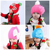 韩版女宝宝秋冬帽子儿童套头针织春季保暖护耳假发帽2-3-4-5-6岁