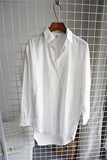 2015春新款韩版大码宽松打底白衬衫女纯棉中长款白色衬衣立领显瘦