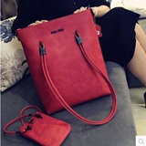 2015时尚欧美女士单肩包大包 秋冬新款红色包包 简约大小包手提包