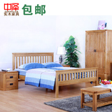 全实木橡木双人床1.8 1.5米单人床儿童床现代经济型婚床卧室家具