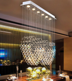 LED餐厅吊灯三头长方形婚房波浪形吊灯饰双心形水晶灯餐桌灯具