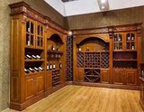 欧式实木酒柜定制 复古实木酒柜展饰柜整体定做红橡实木酒柜