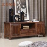 特价北美黑胡桃现代中式电视柜高端卧室实木地柜实木家具可定制