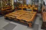 老船木床 原生态实木双人单人儿童架板拼装上下床 船木双人床定制