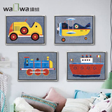 墙蛙 玩具赛车船飞机 墙画壁画油画挂画无框画装饰画 美式儿童房