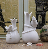 美式乡村创意时尚立体浮雕小鸟陶瓷白色小花器插花瓶客厅橱窗摆件