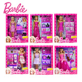正品barbie芭比娃娃套装玩具公主衣服礼盒芭比甜甜屋梦幻衣橱