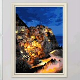 自油自画 创意数字油画diy大幅手绘客厅风景装饰画马纳罗拉的夜晚