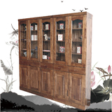 全香樟木家具五门书柜书架组合2 3组装实木储物柜置物架定制包邮