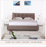 可拆洗布床现代简约双人布艺床 大小户型1.8米时尚婚床 软包床