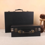 复古纯色手提箱做旧箱子简约黑色展示箱橱窗装饰箱收纳箱短途皮箱