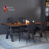 loft餐桌椅组合家具工业风桌子创意复古酒吧咖啡厅铁艺长桌办公桌