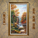 小乐熊 纯手绘欧式竖版玄关风景油画进门山水 有框装饰画壁画