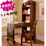 书桌带书柜 欧式实木家具 纯实木电脑桌转角两面书桌美式定制家具