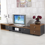 尚木电视机柜现代简约茶几电视柜组合黑胡桃色可伸缩储物客厅地柜