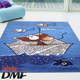 DMF手工羊毛地毯可爱卡通儿童房图案帆船客厅卧室床边毯定制地毯