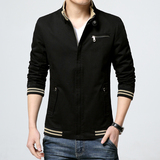 夹克男青年外套修身外穿长袖韩版春装方领薄款男装休闲短款茄克衫