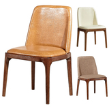 餐椅时尚简约现代北欧宜家实木椅子 水曲柳皮革布艺靠背椅子创意