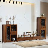 现代新中式全实木电视柜视厅柜地柜酒柜组合 简约老榆木客厅家具