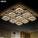 LED现代大气客厅方形水晶艺术调光餐厅温馨卧室不锈钢个性吸顶灯