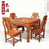 红木家具非洲花梨木正方形餐桌象头四方桌八仙桌全实木餐桌椅组合