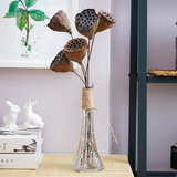 干花干果套装玻璃花瓶 麻绳装饰品透明小花瓶带花套餐家居摆件