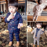 童装新款韩男童西装套装儿童外套西服宝宝花童礼服1-2-3-4岁英伦