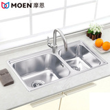 摩恩MOEN厨房双槽304不锈钢一体成型洗菜盆洗碗盆水槽22168