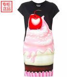 意大利代购 moschino 16春 甜美樱桃蛋糕印花连衣裙圆领短袖t恤女