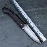 日本进口大马士革钢VG-10纯手工非洲黑檀随身口袋折叠刀 珍藏小刀