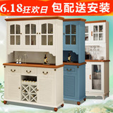 地中海餐边柜储物柜子碗柜厨房柜茶水柜现代简约白色烤漆实木酒柜