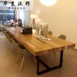 美式复古实木会议桌椅办公桌铁艺餐桌loft餐饮咖啡桌电脑桌书桌